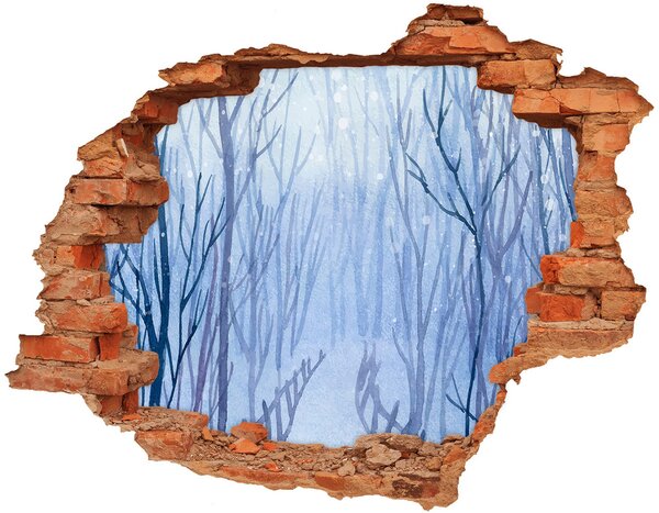Díra 3D ve zdi nálepka Cihla les zima nd-c-122794428