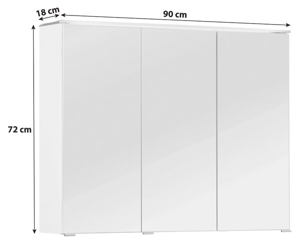 ZRCADLOVÁ SKŘÍŇKA, bílá, 90/72/18 cm Stylife - Koupelnové série