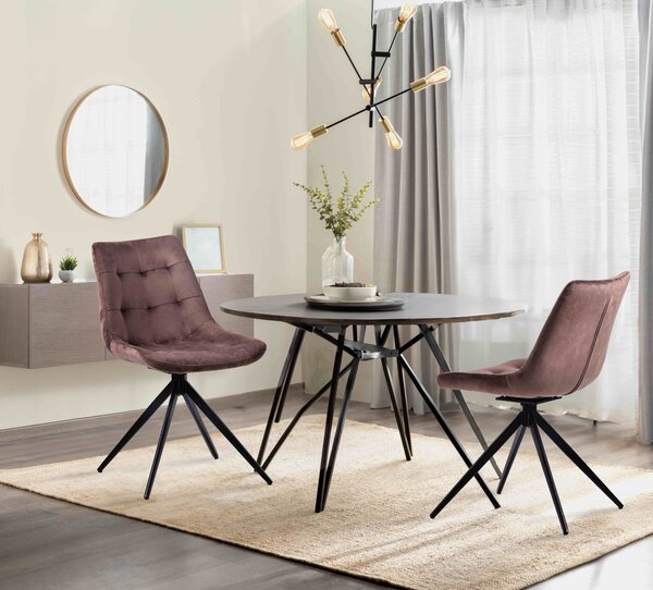 Set 2 jídelních židlí Merna samet - hnědá