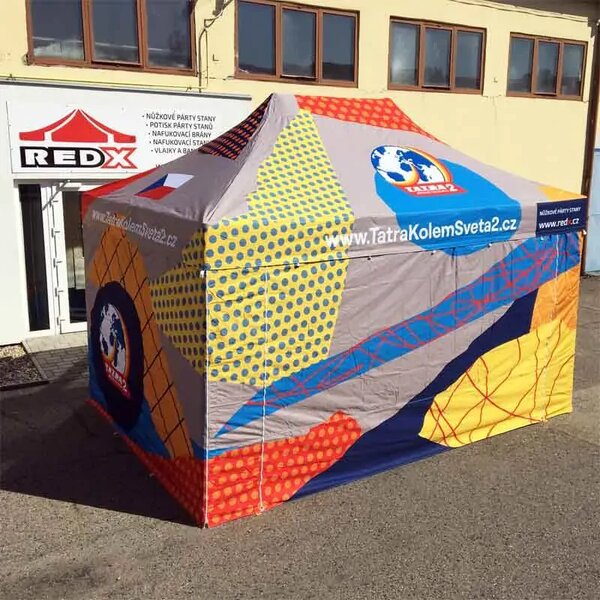 Nůžkový párty stan RedX® PROFI PLUS 3x4,5 m (Celohliníkový profesionální nůžkový párty stan 3x4,5 m v odlehčené verzi - dostupný v 13 barvách a)