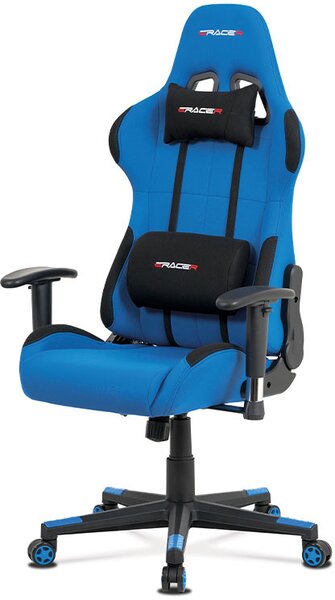 Kancelářská židle, modrá látka, houpací mech., plastový kříž KA-F05 BLUE