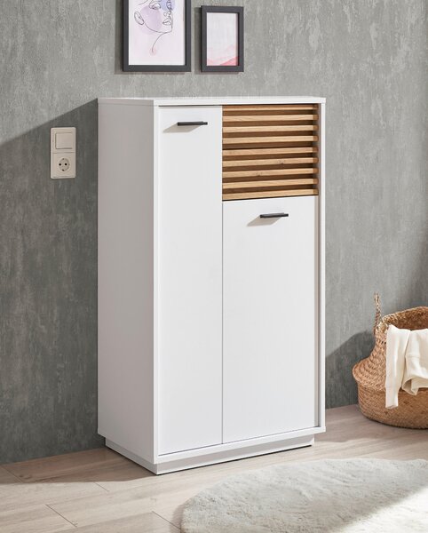 MIDI SKŘÍŇKA, bílá, barvy dubu, 60/106/35 cm Xora - Úzké skříňky do koupelny