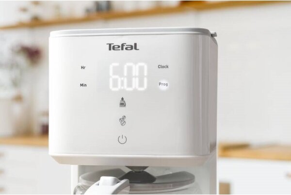 Tefal - Překapávací kávovar s LCD displejem SENSE 1000W/230V bílá