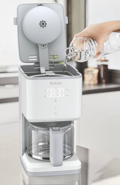 Tefal - Překapávací kávovar s LCD displejem SENSE 1000W/230V bílá