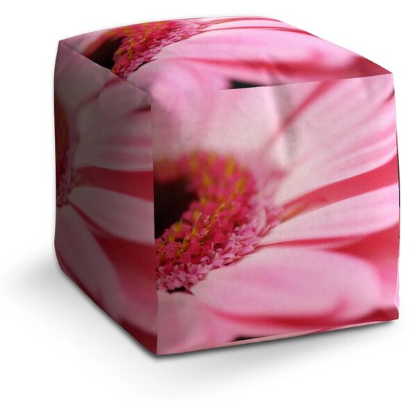 Sablio Taburet Cube Růžová gerbera - 40x40x40 cm
