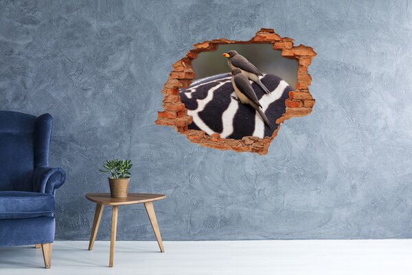 Díra 3D fototapeta nálepka Ptáci a zebra nd-c-133933149