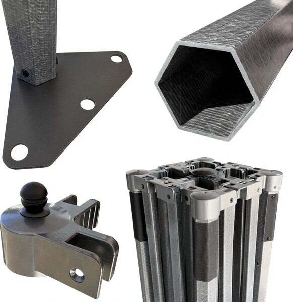 Nůžkový párty stan RedX® PROFI EXTREME COMPOSITE 3x6 m (Plně profesionální párty stan 3x6 m ve verzi s pevnou kompozitovou konstrukcí - dostupný v 14)