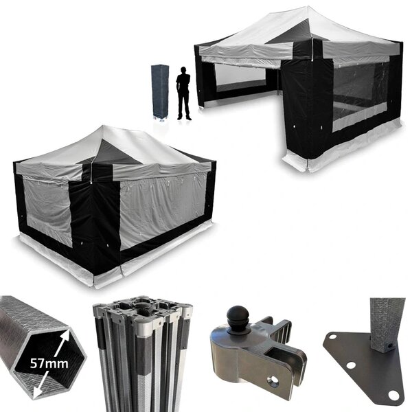 Nůžkový párty stan RedX® PROFI EXTREME COMPOSITE 4x6 m (Plně profesionální párty stan 4x6 m ve verzi s pevnou kompozitovou konstrukcí - dostupný v 8)