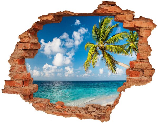 Díra 3D ve zdi na stěnu Maledivy pláž nd-c-139579212