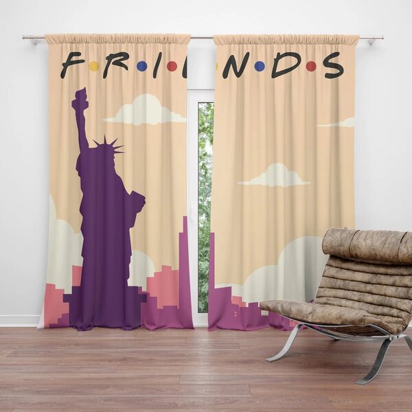Sablio Závěs Seriál Přátelé FRIENDS Socha Svobody: 2ks 140x250cm