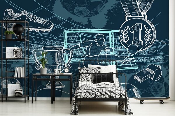 Fototapety Fotbalové atributy, Fototapety teen room, Fototapety fotbalové, w04108v2 : uwalls.cz