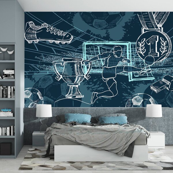 Fototapety Fotbalové atributy, Fototapety teen room, Fototapety fotbalové, w04108v2 : uwalls.cz