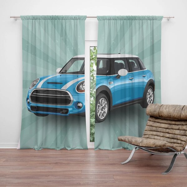 Sablio Závěs Mini sedan Zelené pozadí: 2ks 140x250cm