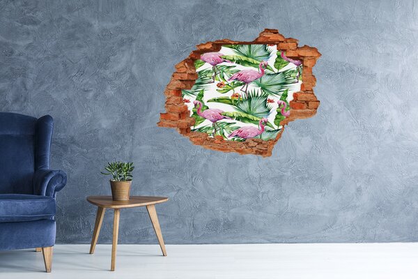 Díra 3D fototapeta nálepka Plameňáci rostliny nd-c-154753401