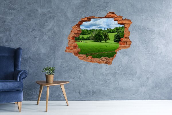 Díra 3D ve zdi na stěnu Zelené vrcholky nd-c-169228347