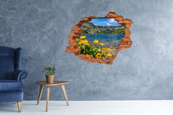 Díra 3D ve zdi nálepka Jezero v horách nd-c-162951795