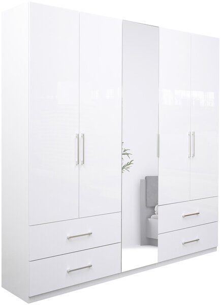 ŠATNÍ SKŘÍŇ, bílá, vysoce lesklá bílá, 224/211/55 cm Boxxx - Šatní skříně, Online Only