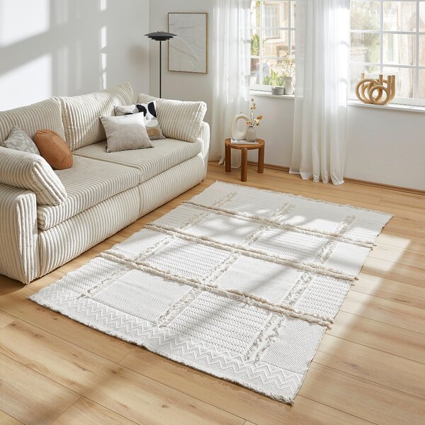 KOBEREC TKANÝ NA PLOCHO, 120/170 cm bílá Linea Natura - Online Only koberce & rohožky, Online Only