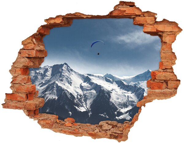 Díra 3D ve zdi nálepka Paragliding Alpy nd-c-175499481