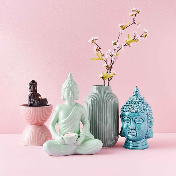 BUDDHA Hlava dekorační - tyrkysová