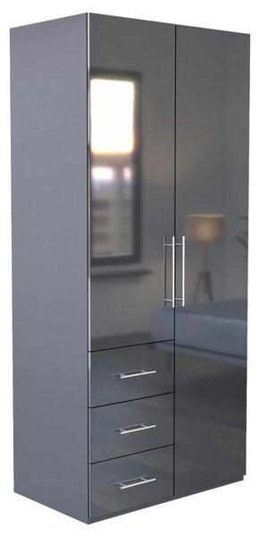 ŠATNÍ SKŘÍŇ, antracitová, vysoce lesklá antracitová, 98/219/59 cm Carryhome - Šatní skříně, Online Only
