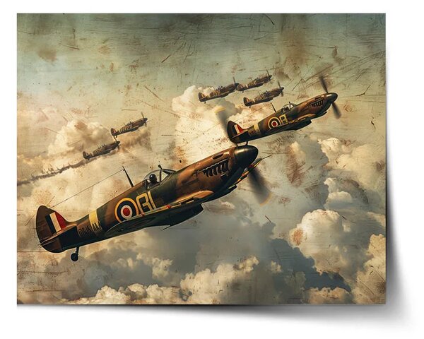 Sablio Plakát Stíhačky Spitfire v letecké bitvě - 60x40 cm