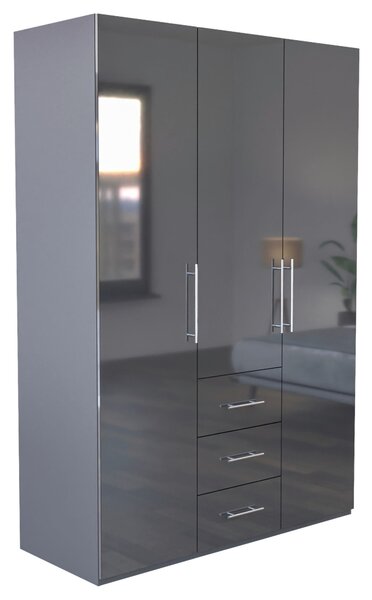 ŠATNÍ SKŘÍŇ, antracitová, vysoce lesklá antracitová, 147/219/59 cm Carryhome - Šatní skříně, Online Only