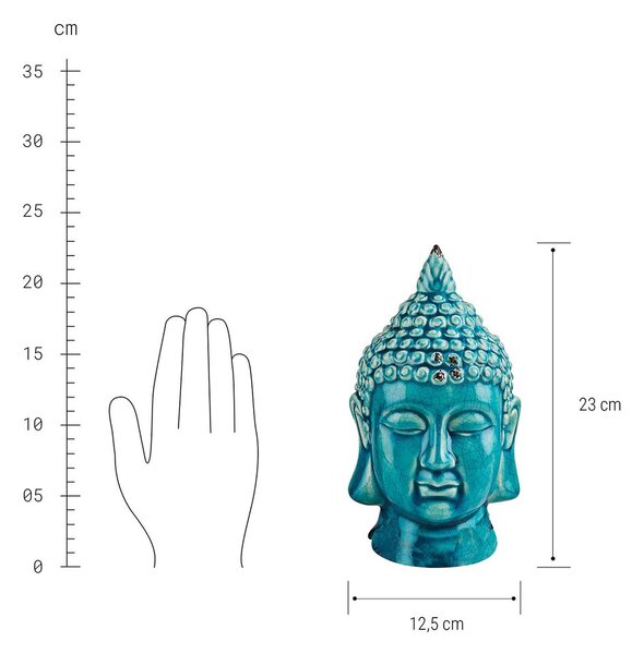 BUDDHA Hlava dekorační - tyrkysová