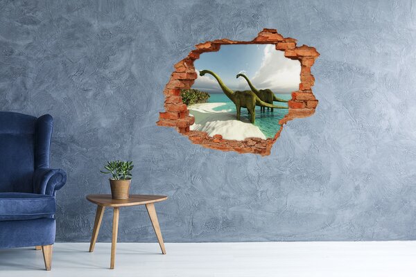 Díra 3D fototapeta nálepka Dinozaury na pláži nd-c-19541737
