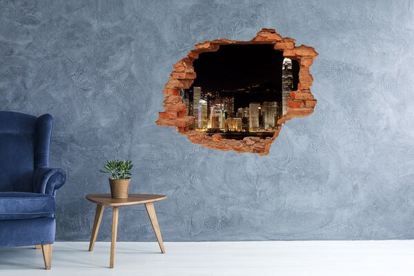 Fototapeta díra na zeď 3D Hongkong noc nd-c-25184002