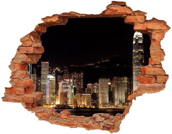 Fototapeta díra na zeď 3D Hongkong noc nd-c-25184002