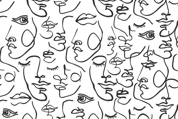 Fototapety Abstraktní tváře černá barva, Fototapety minimalismus, w04121 : uwalls.cz