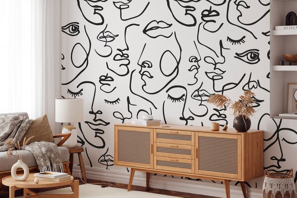 Fototapety Abstraktní tváře černá barva, Fototapety minimalismus, w04121 : uwalls.cz