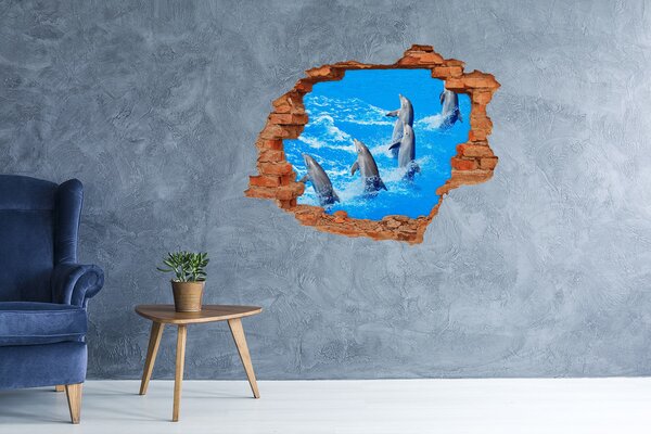 Díra 3D fototapeta na stěnu nálepka Delfíni nd-c-39687572