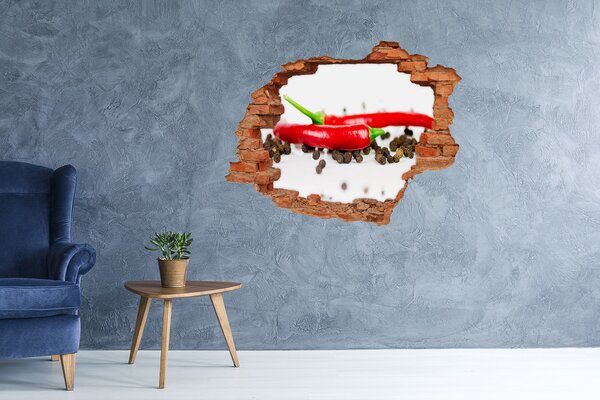 Nálepka 3D díra na zeď Chilli a pepř nd-c-43194719