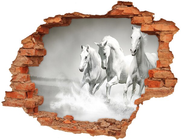 Díra 3D fototapeta na stěnu Bílí koně nd-c-44040199