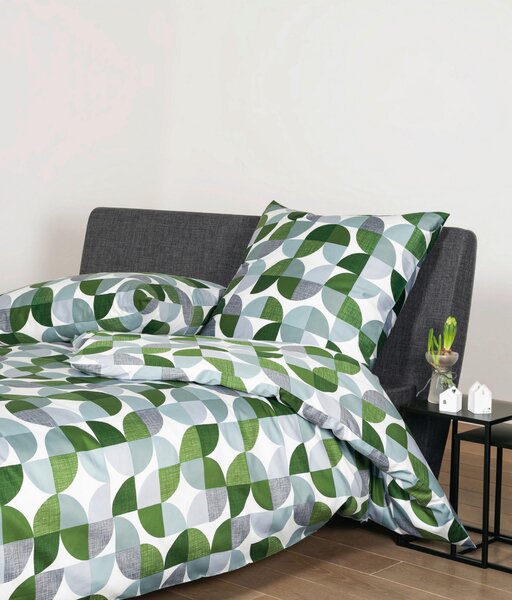 POVLEČENÍ, makosatén, šedá, zelená, 135/200 cm Janine - Online Only povlečení, Online Only
