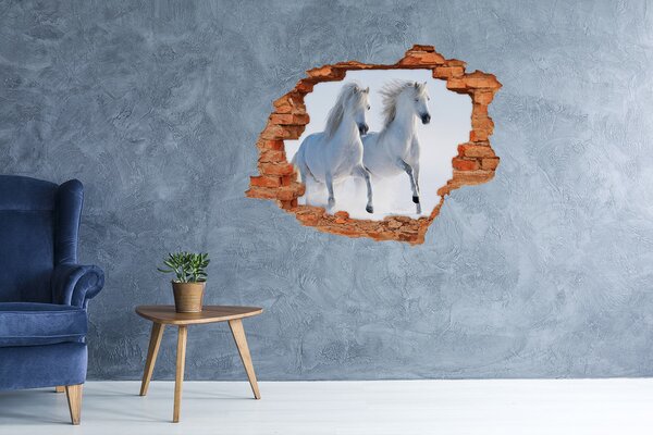 Díra 3D fototapeta na stěnu Dva koně ve sněhu nd-c-46568530
