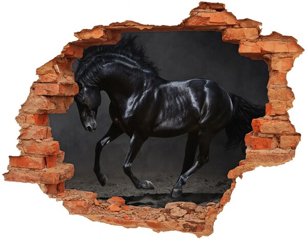 Díra 3D fototapeta na stěnu Černý kůň nd-c-47712826
