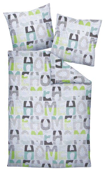 POVLEČENÍ, makosatén, šedá, zelená, 135/200 cm Janine - Online Only povlečení, Online Only