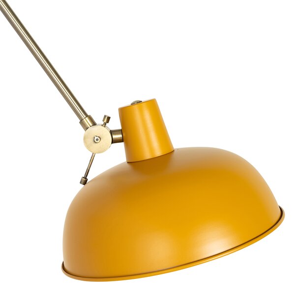 Retro nástěnná lampa ocelová žlutá s bronzem - Milou