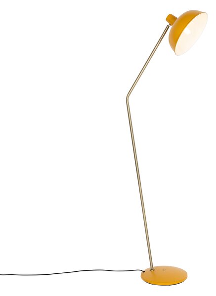 Retro stojací lampa žlutá s bronzem - Milou