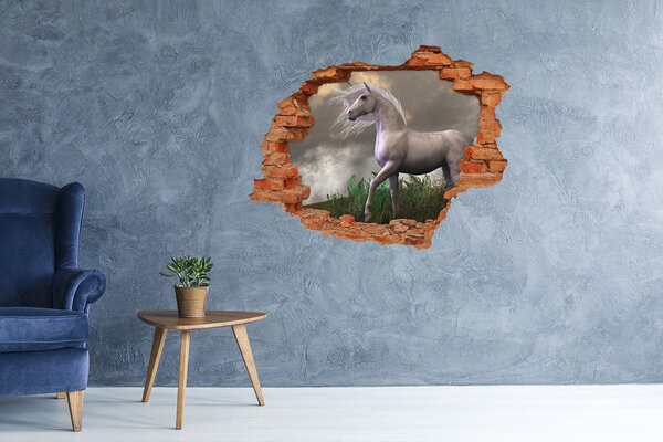 Díra 3D fototapeta nálepka Šedý jednorožec nd-c-48202053