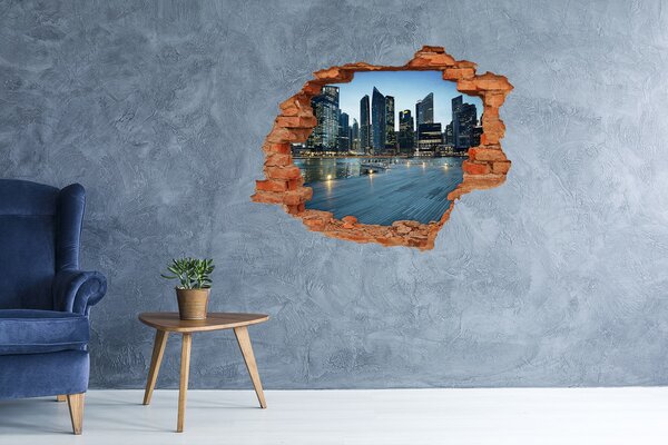 Fototapeta díra na zeď 3D Singapur noc nd-c-50961314