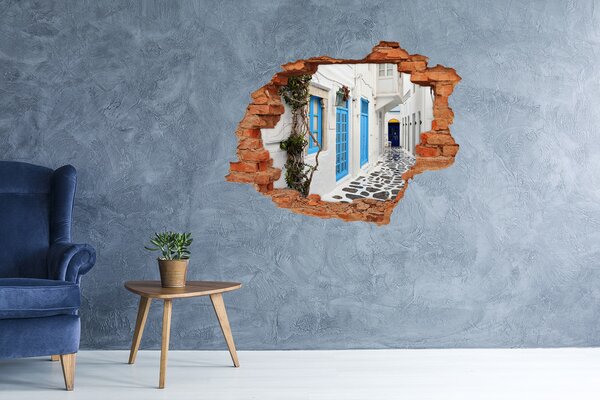 Fototapeta díra na zeď 3D Řecké uličky nd-c-52782773