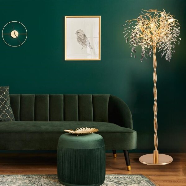 Křišťálová stojací lampa 5xG9/40W/230V zlatá