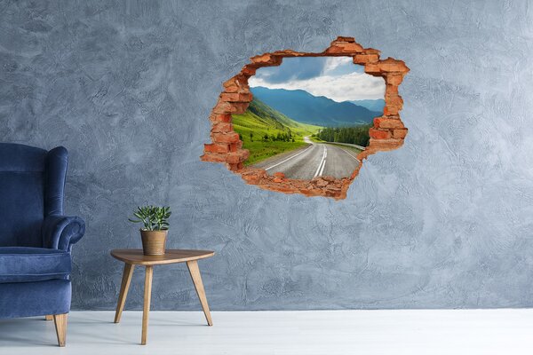 Díra 3D ve zdi nálepka Cesta v horách nd-c-53797565