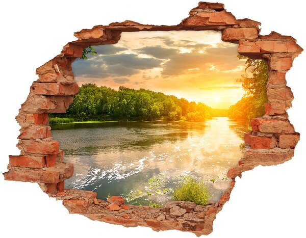 Díra 3D ve zdi nálepka Soumrak nad řekou nd-c-54835338