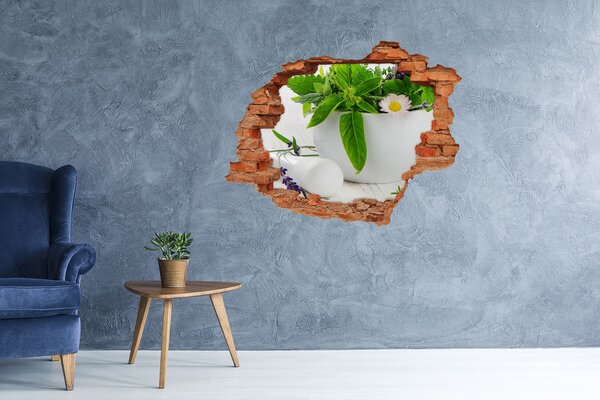 Nálepka 3D díra na zeď Hmoždíř a bylinky nd-c-55313221
