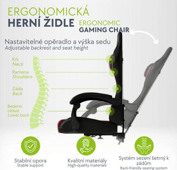 Herní a kancelářská židle k PC, černo-bordó